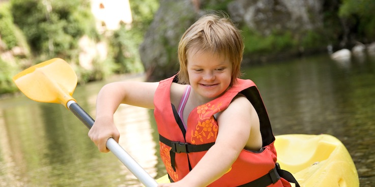 Kid with disability rowing